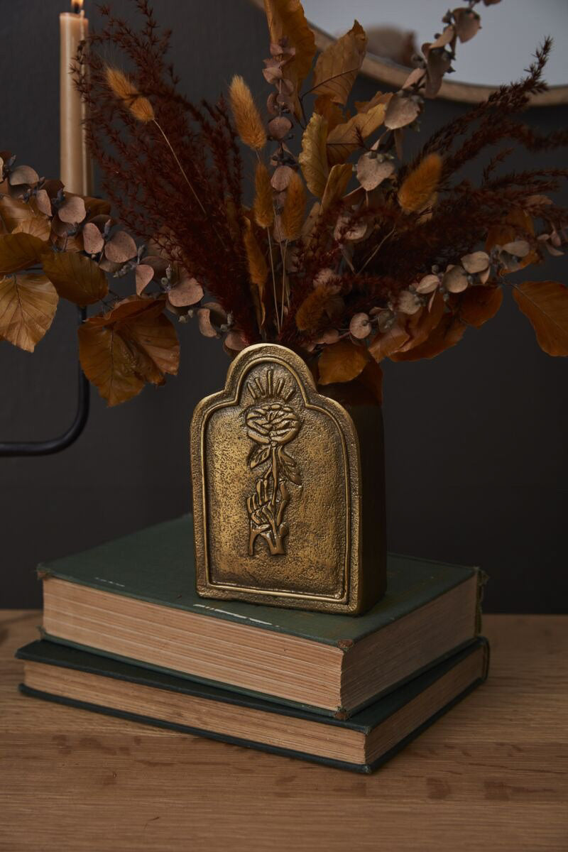 Til Death Bud Vase 4"x 6" Antique Gold