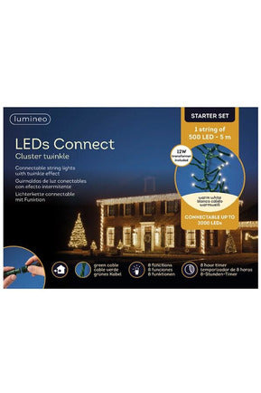 LED Connect Cluster Lights Twinkle Effect Outdoor 500 Lights Warm White