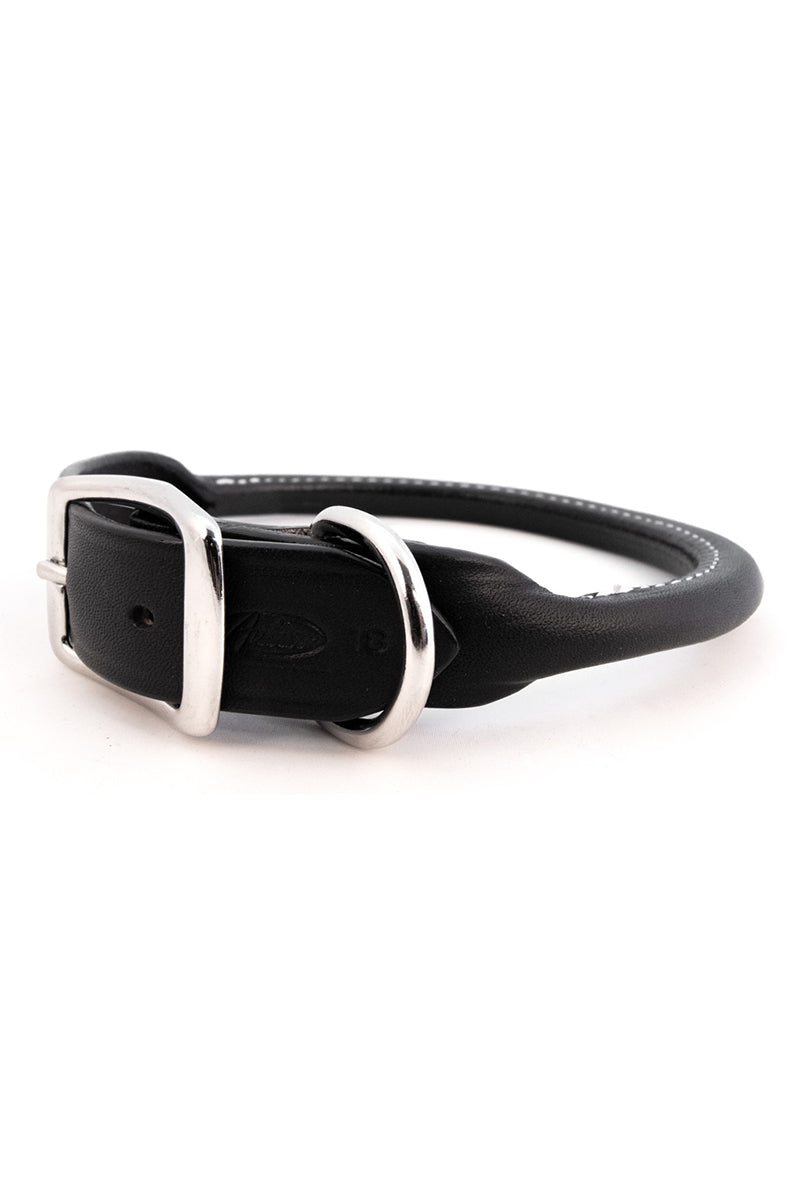 Auburn Rolled Leather Collar 12" Red