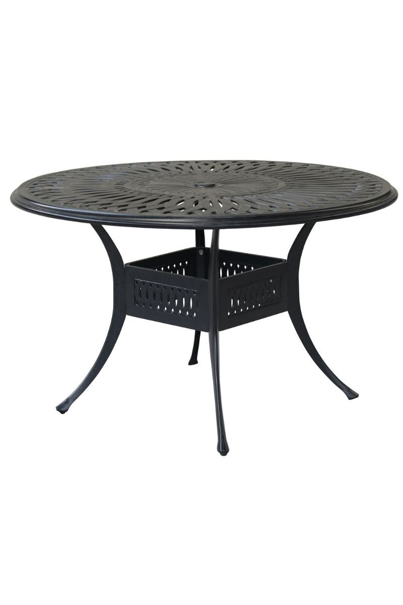 Alfresco Toscana Cast Aluminum Dining Table with Umbrella Hole 48" Round
