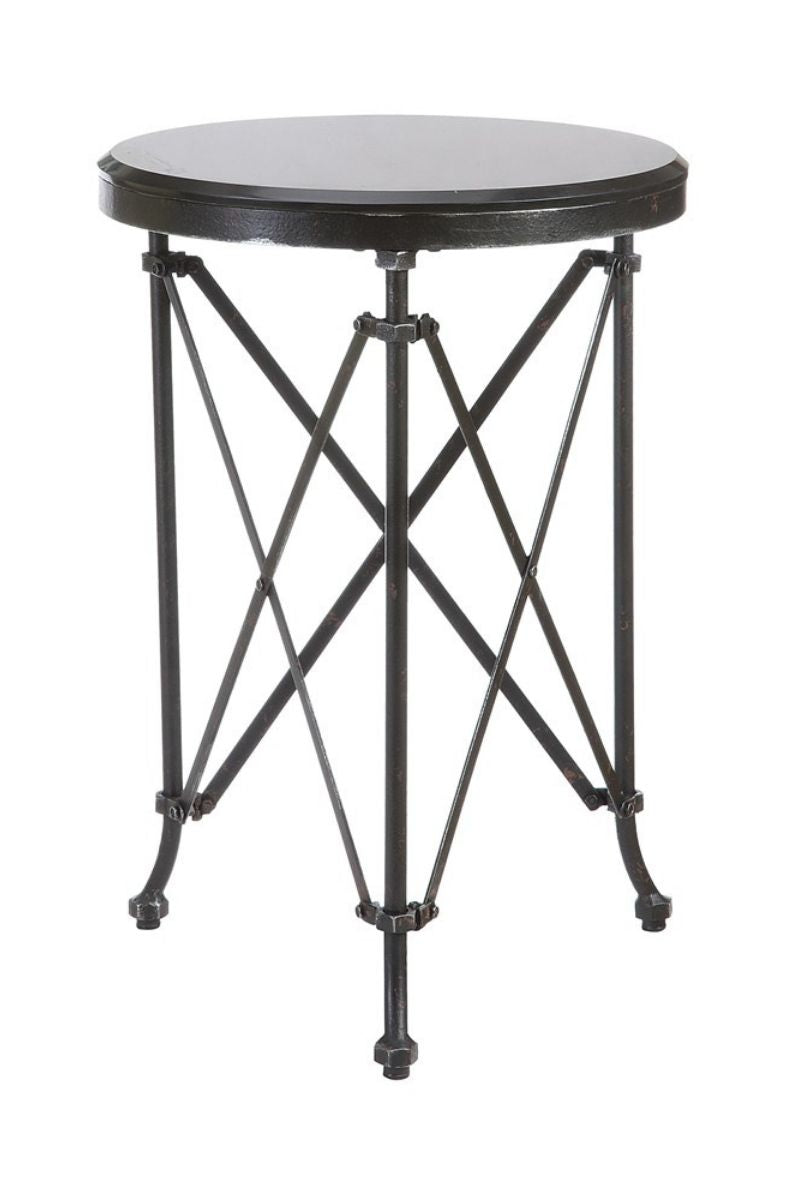 TABLE METAL SIDE RD MARBLE TOP