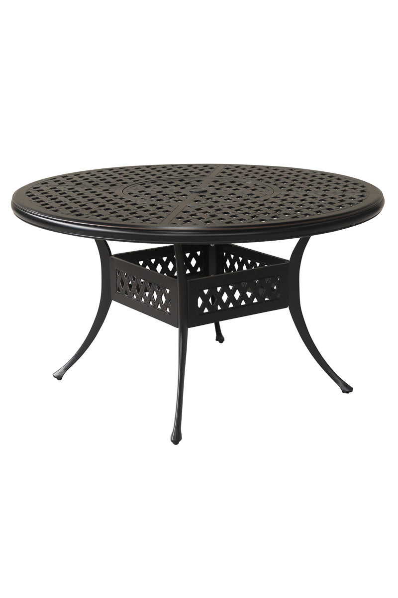 Alfresco Bonita Weave Cast Aluminum Dining Table with Umbrella Hole 52" Round
