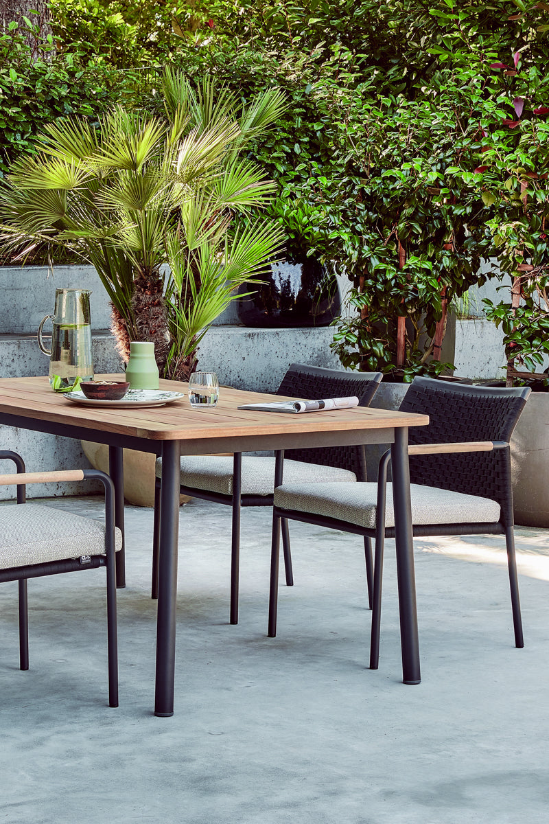 Alfresco Meridian Teak Top Dining Table with Umbrella Hole 71"