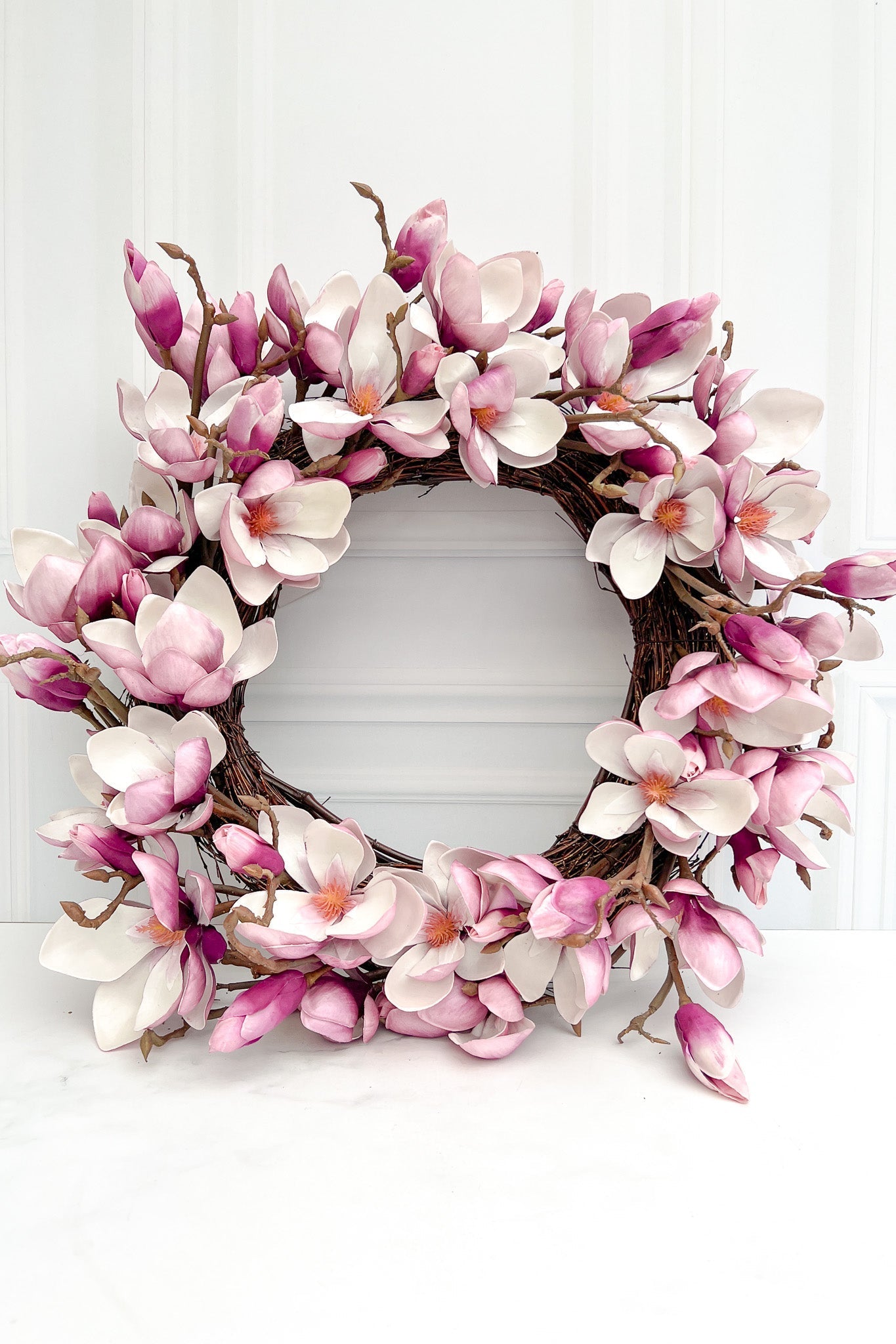 Faux Japanese Magnolia Wreath 24" Fuchsia