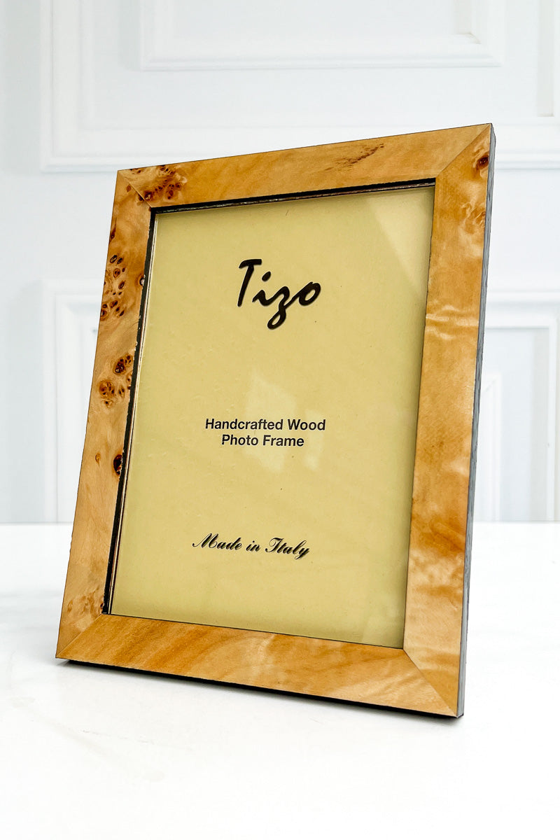 Tizo Narrow Burl Pattern Italian Wood Frame Natural 5 x 7