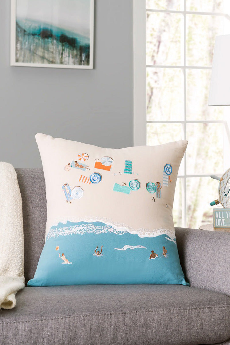Bird's Eye Beach Scene Pillow
