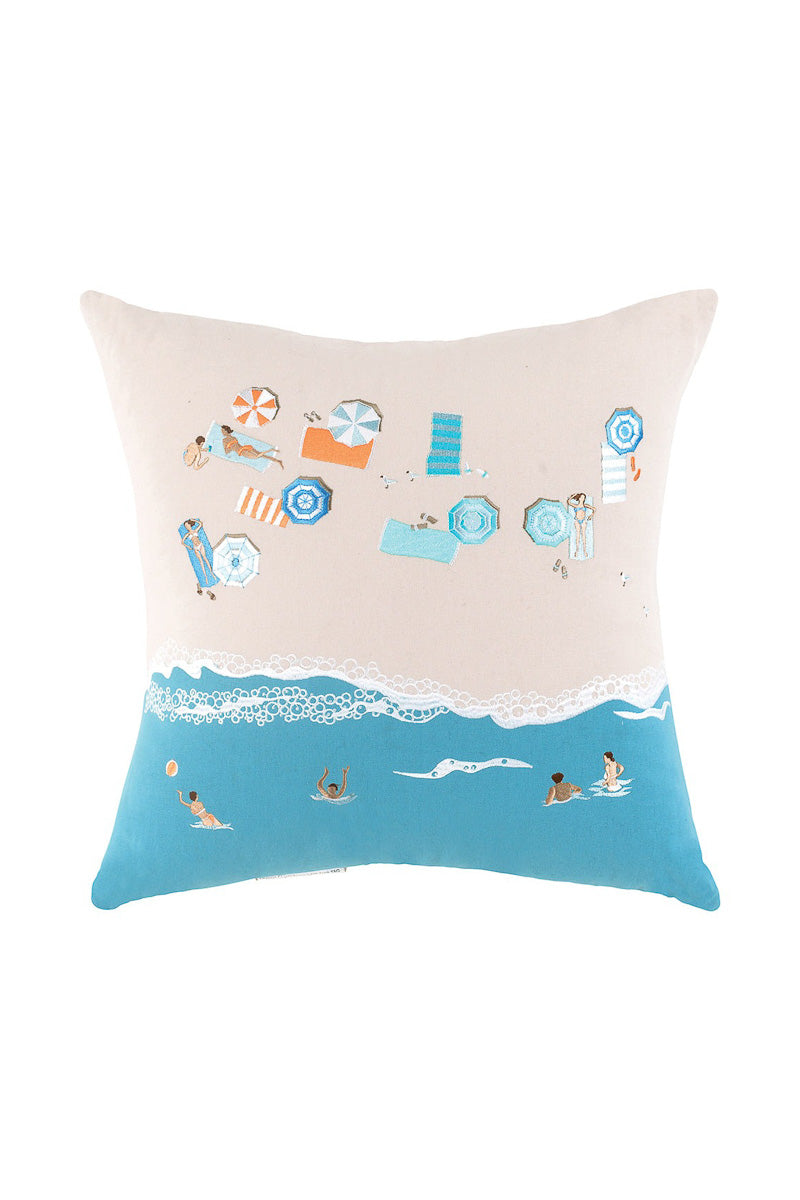Bird's Eye Beach Scene Pillow