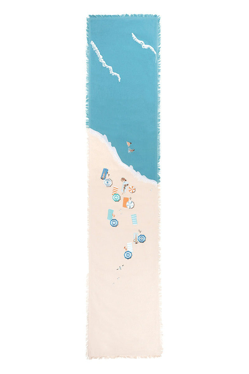 Beach Scene Runner Natural Blue