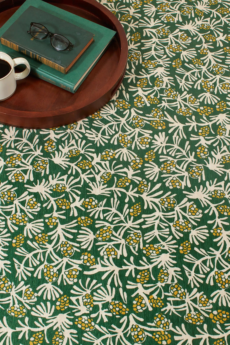Dash & Albert Winter Pinecone Green Machine Washable Rug 5' x 8'