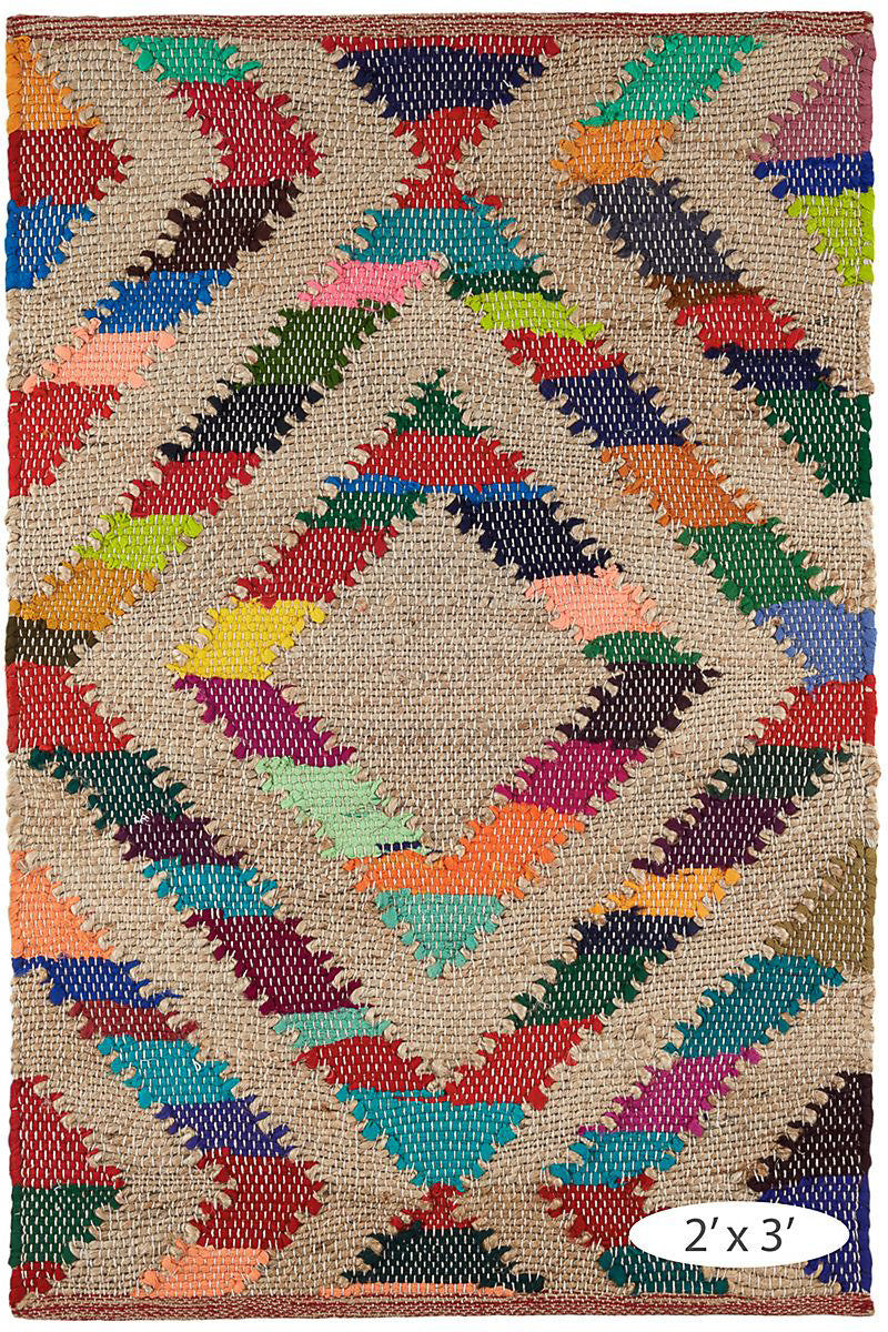Dash & Albert Tetra Chindi Multi Handwoven Jute Rug 2x3