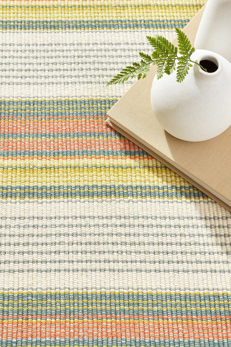 Dash & Albert Sloane Stripe Sprout Handwoven Cotton Rug 2x3