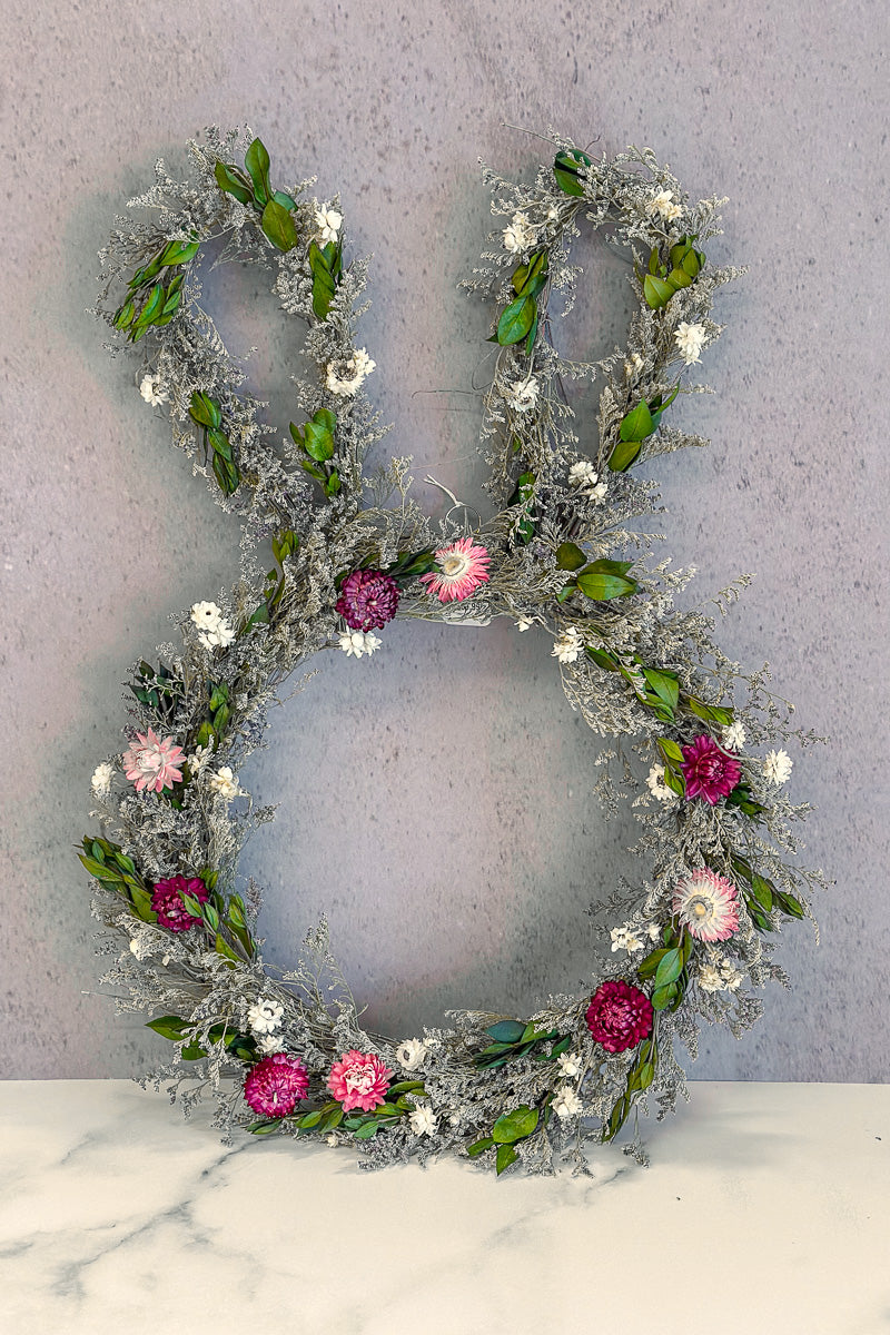 Bunny Head  Dried Wreath 22" Floral