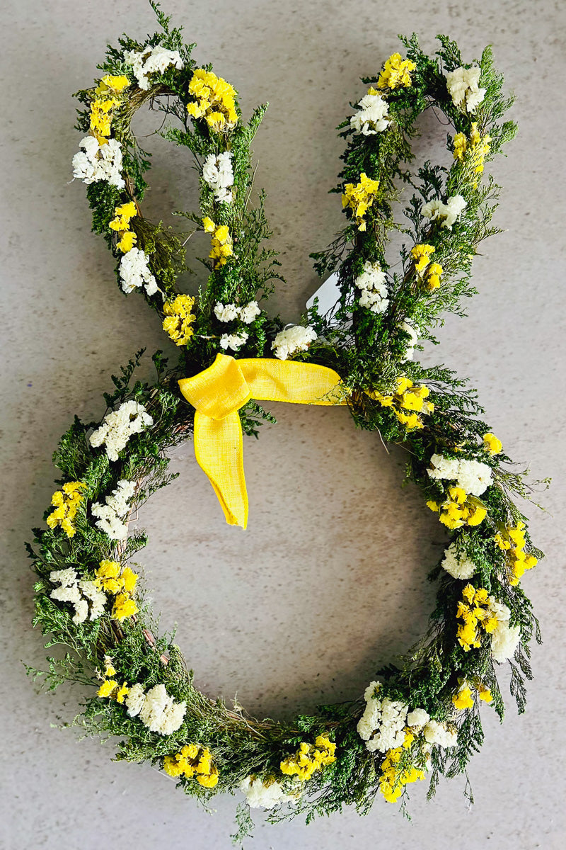 Bunny Head  Dried Wreath 22" Yellow