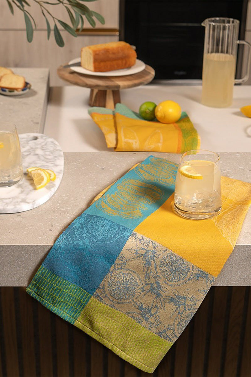 Garnier-Thiebaut Filet Des Citrons Jacquard Cotton Kitchen Towel  22"x 30" Soleil