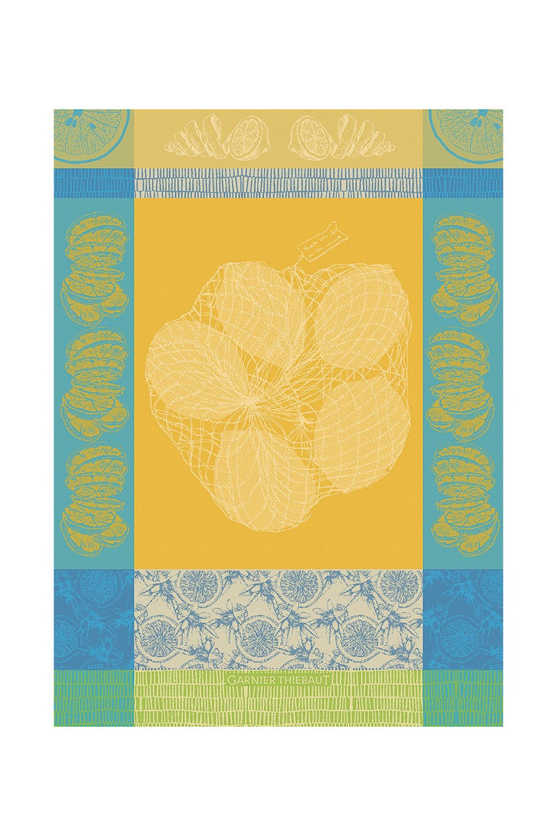Garnier-Thiebaut Filet Des Citrons Jacquard Cotton Kitchen Towel  22"x 30" Soleil