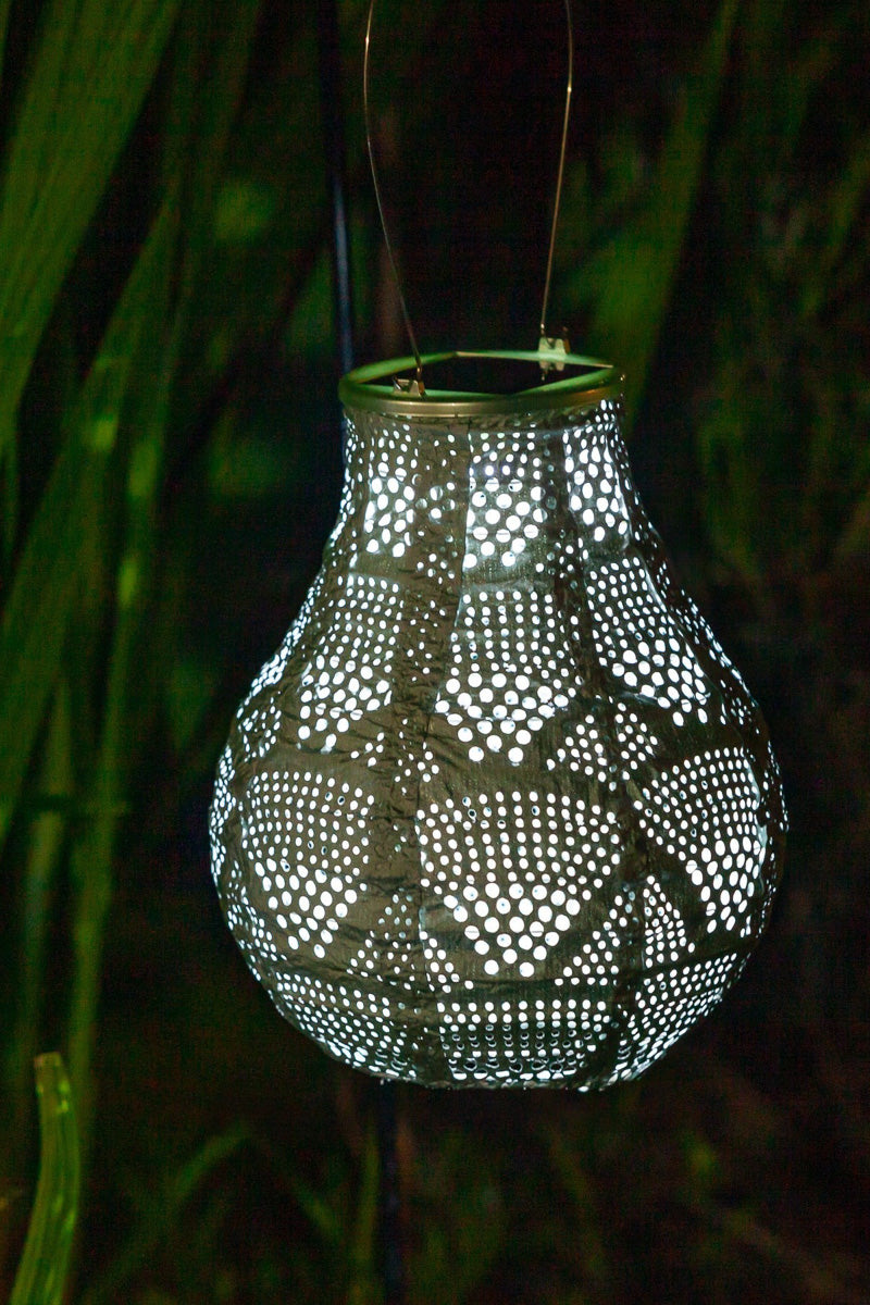 Soji Stella Bulb Wave Solar Lantern 8" Sage