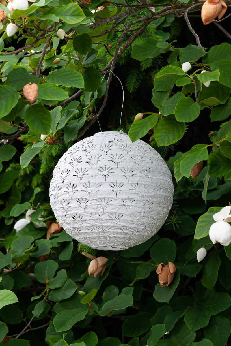 Soji Stella Globe Deco Solar Lantern 12" White