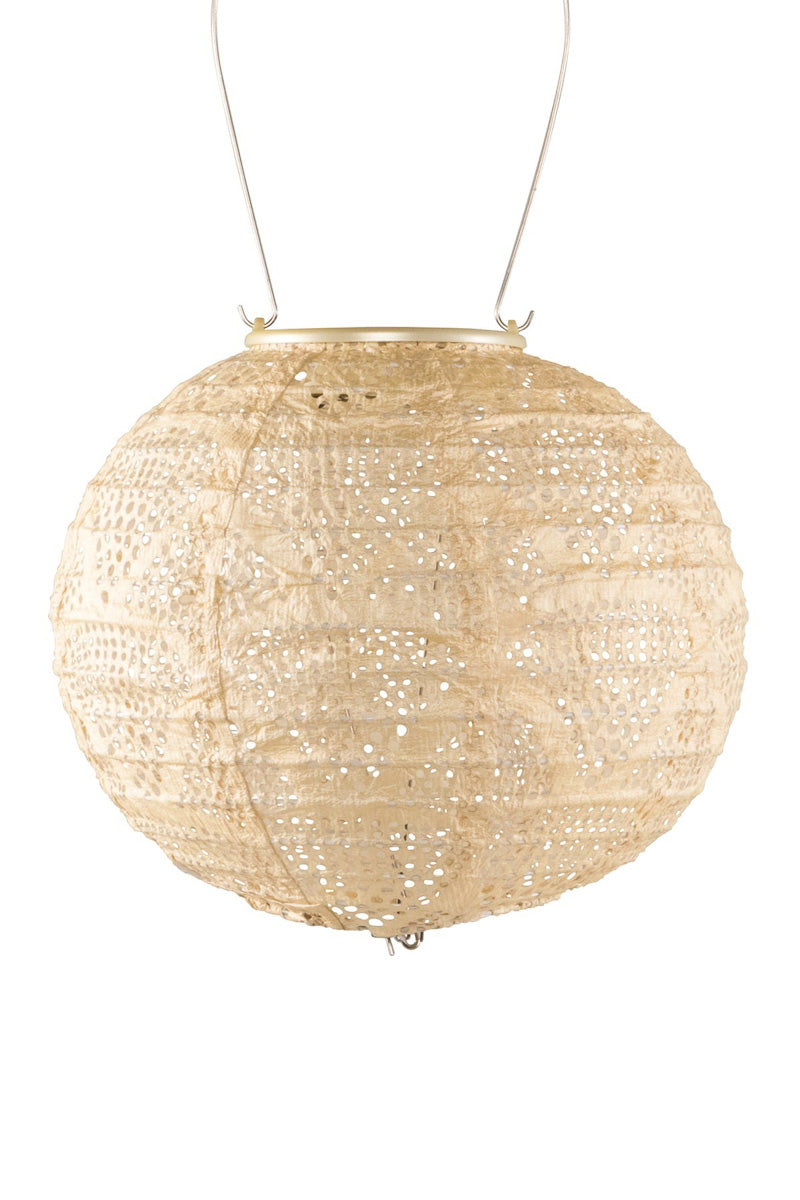Soji Stella Globe Wave Solar Lantern 8" Pearl