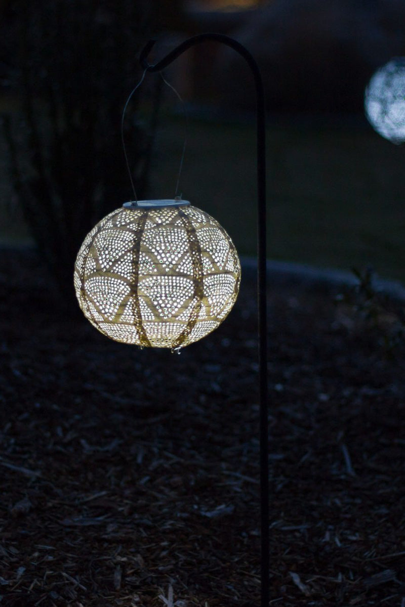 Soji Stella Globe Wave Solar Lantern 8" Pearl