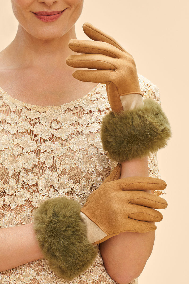 Powder Design Bettina Two Tone FF Cuff Gloves Sand