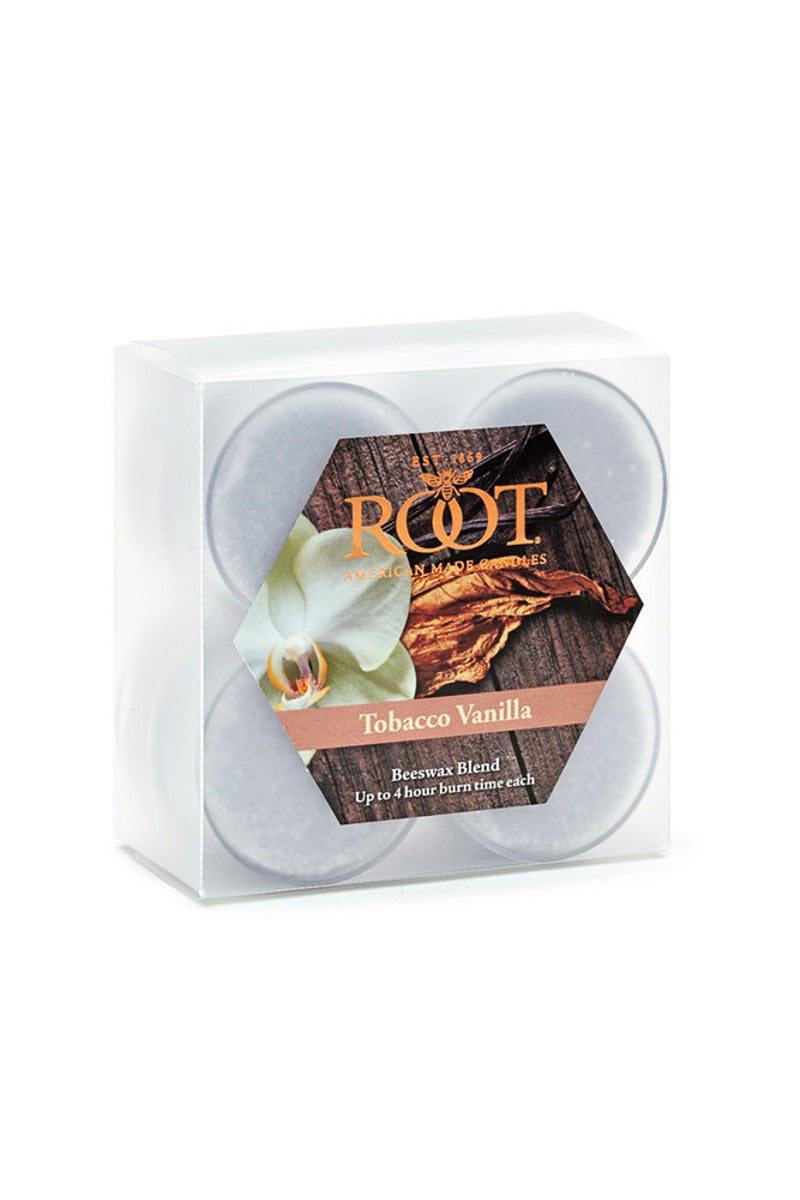Root Candle Tea Light Tobacco Vanilla 4 Pack