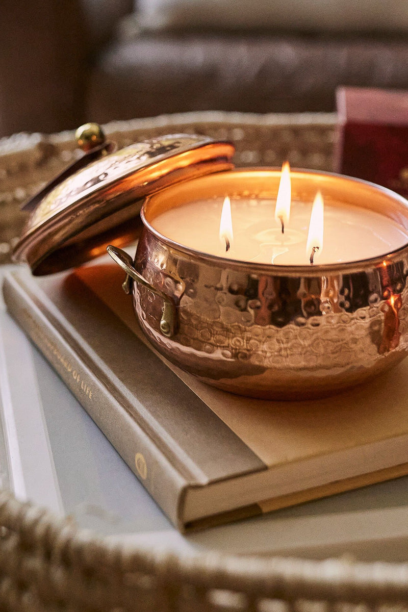 Thymes Simmered Cider Copper Pot 3-wick Poured Candle