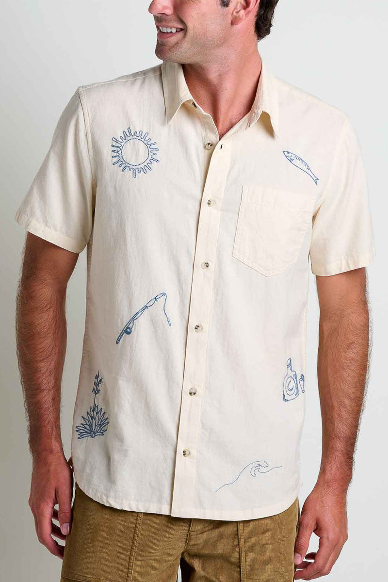 Toad & Co Men's Airscape Short Sleeve Shirt Small Salt Embroidered