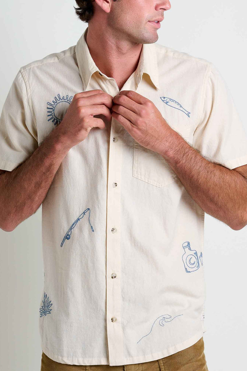 Toad & Co Men's Airscape Short Sleeve Shirt Small Salt Embroidered