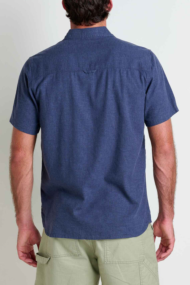 Toad & Co Men's Taj Hemp Short Sleeve Shirt Small True Navy