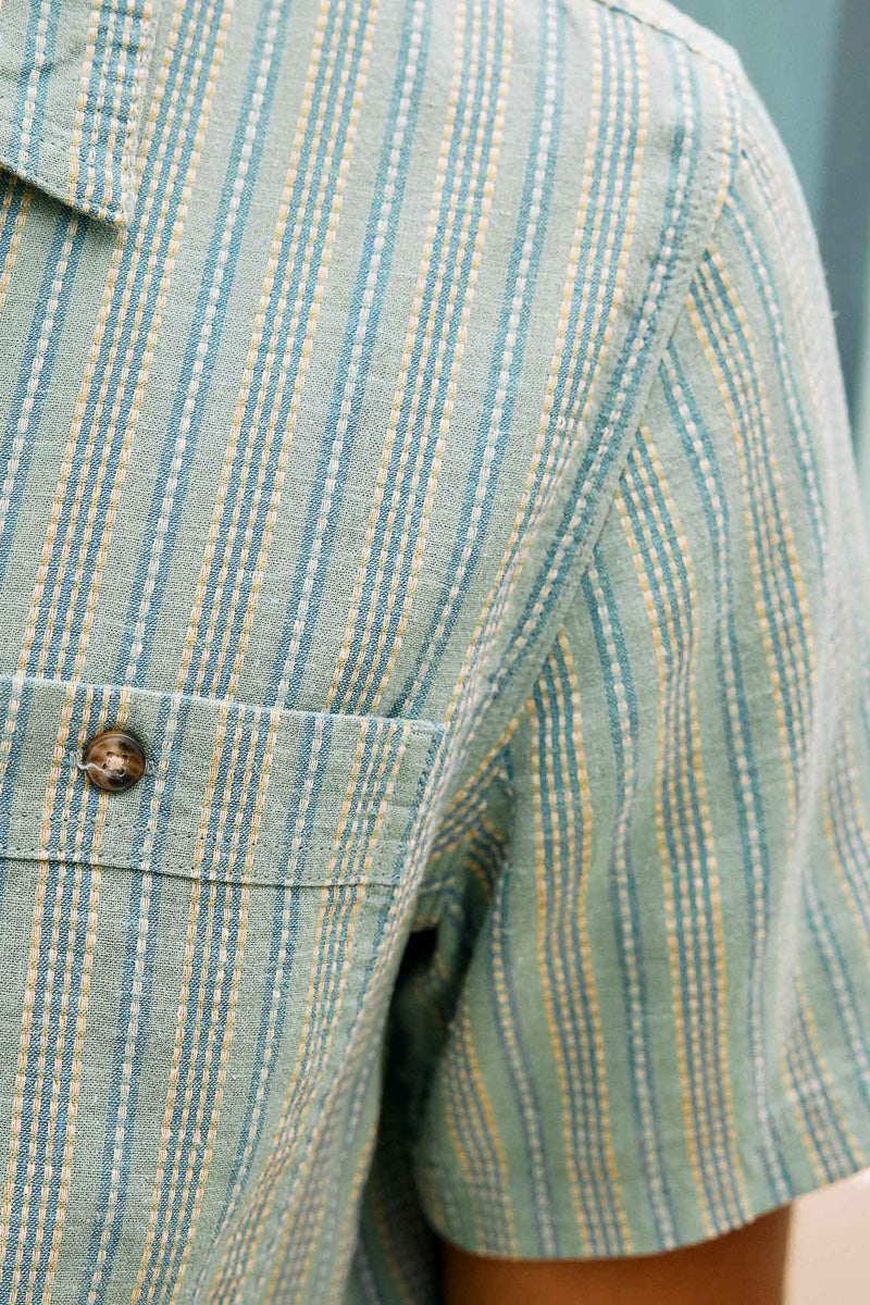 Toad & Co Men's Taj Hemp Short Sleeve Shirt Small Sagebrush Dobby