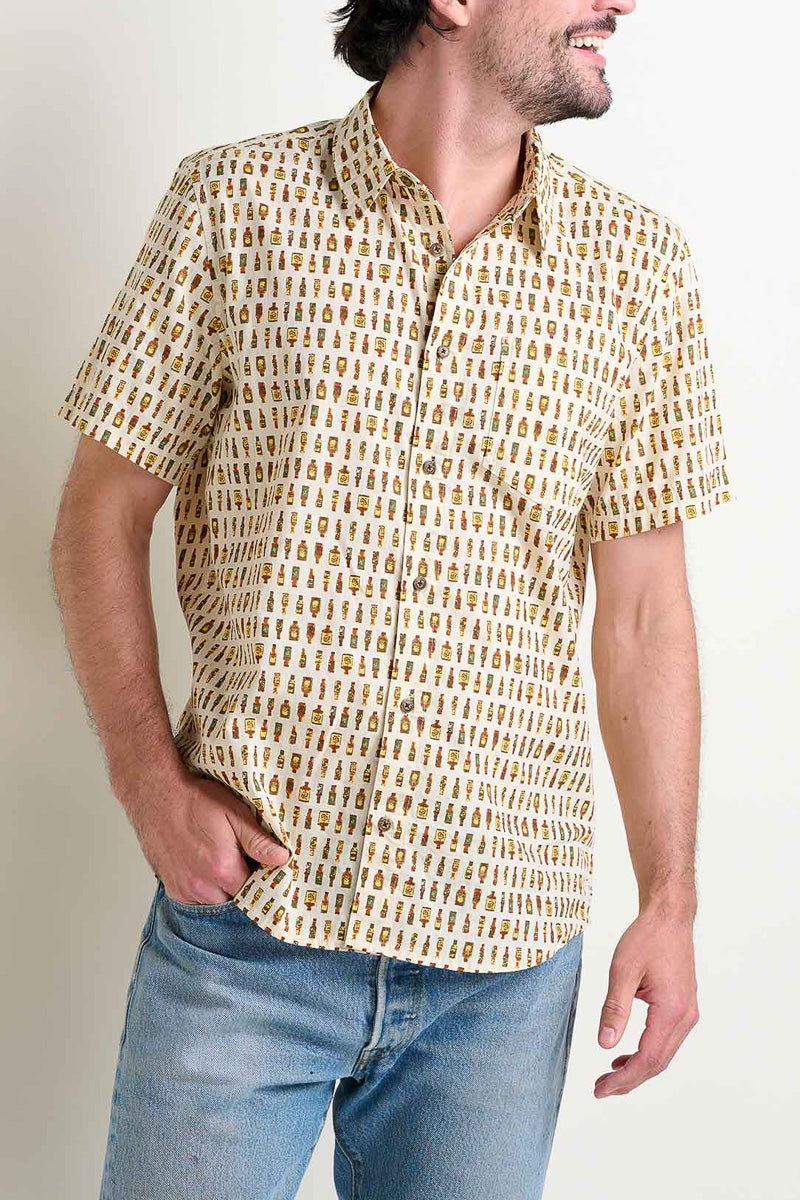 Toad & Co Men's Fletch Short Sleeve Shirt Hot Sauce Print Extra Large Umber
