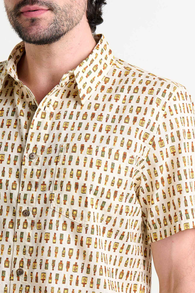 Toad & Co Men's Fletch Short Sleeve Shirt Hot Sauce Print Extra Large Umber