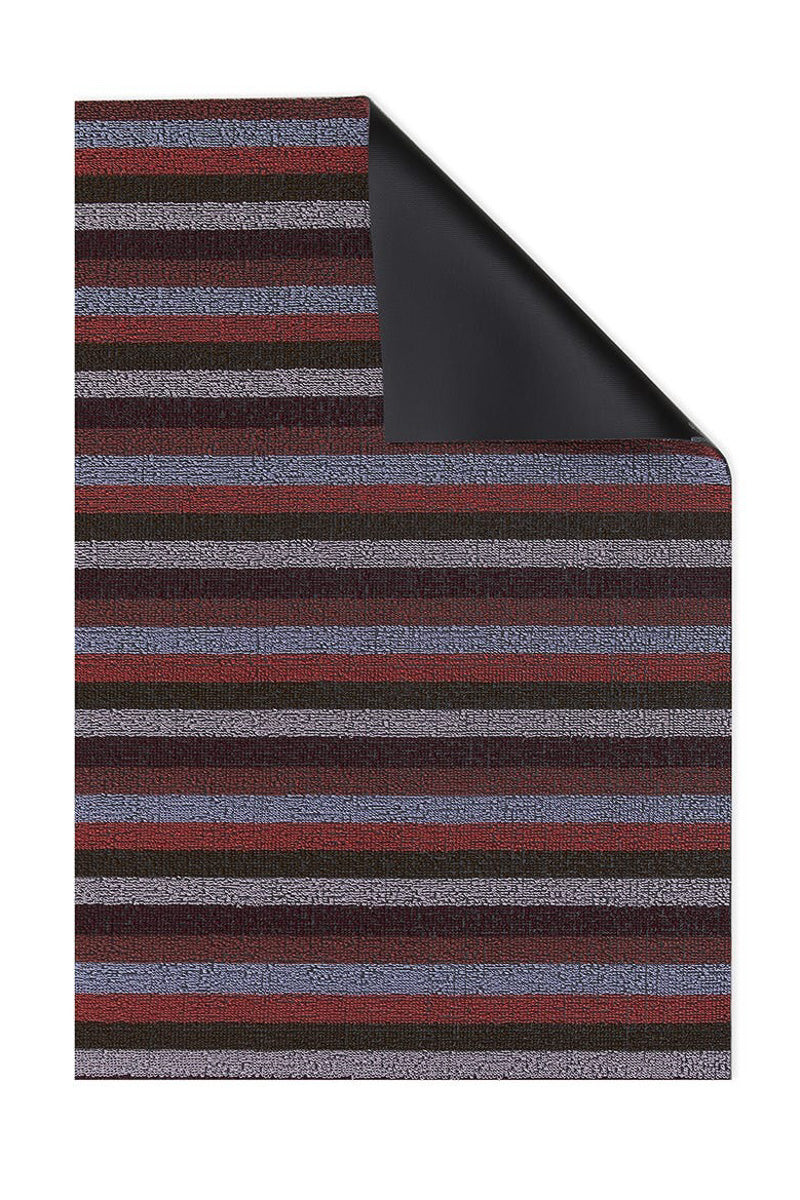 Chilewich Even Stripe Shag Doormat 18"x28" Berry
