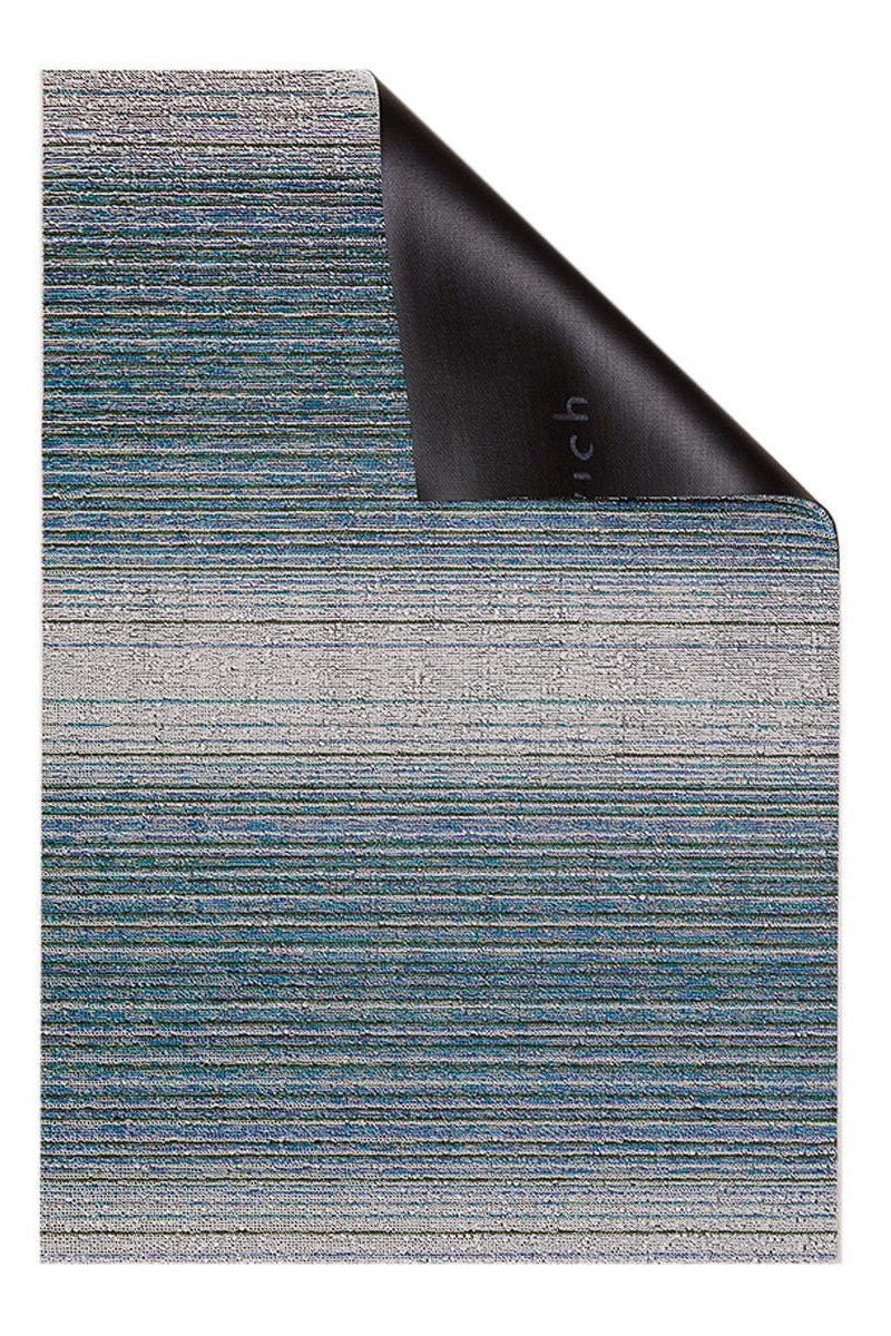 Chilewich Fade Stripe Shag Doormat 18"x28" Lagoon
