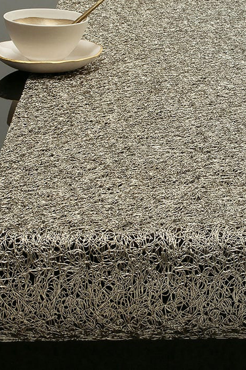 Chilewich Metallic Lace Table Runner 13"x70" Gold