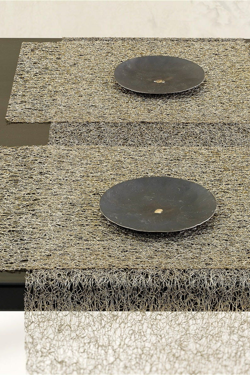 Chilewich Metallic Lace Table Runner 13"x70" Gold