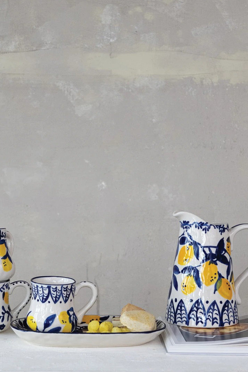 Creative Co-Op Stoneware Platter with Lemons