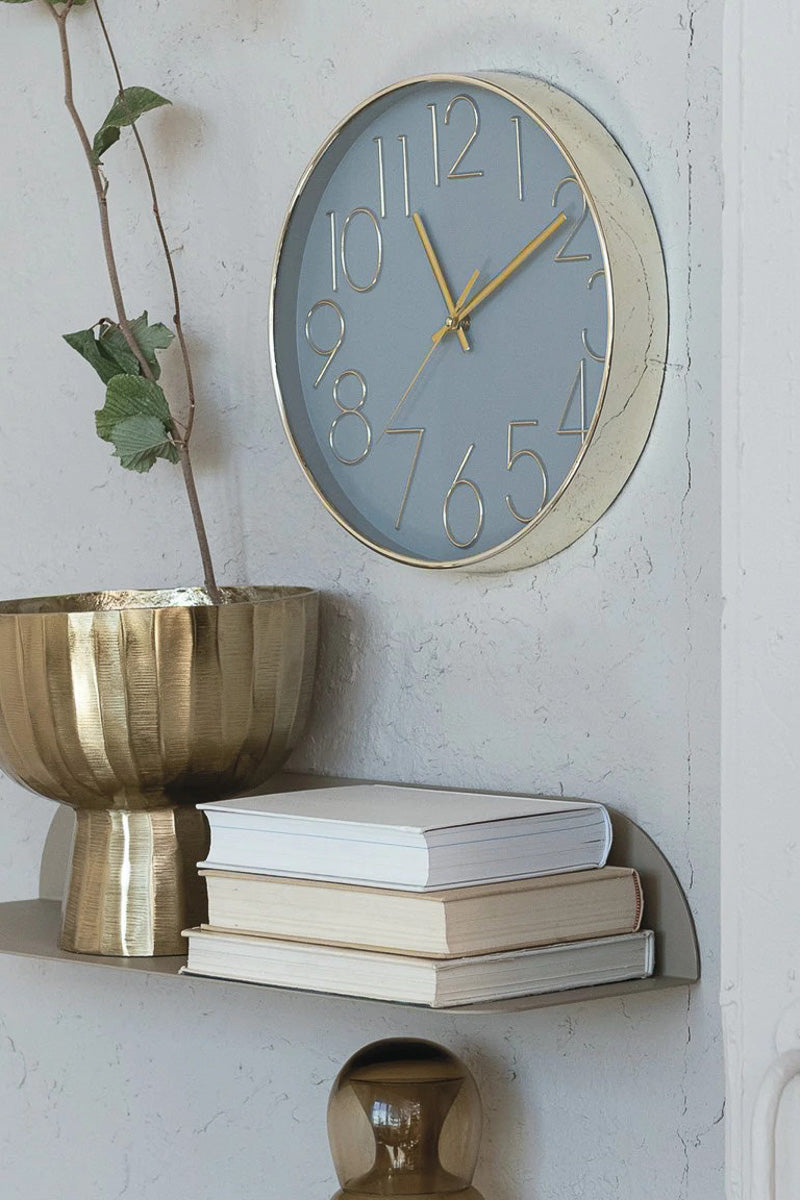 Wall Clock Grey & Gold Finish