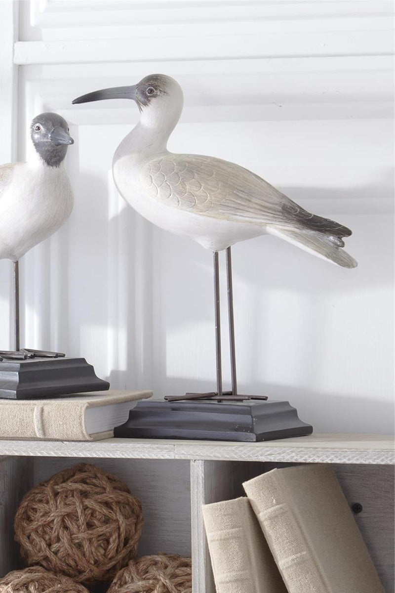Seagull with Metal Legs on Black Base 11.75" Cream and Brown