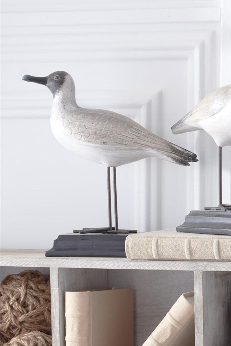 Seagull with Metal Legs on Black Base 9.75" Cream and Brown