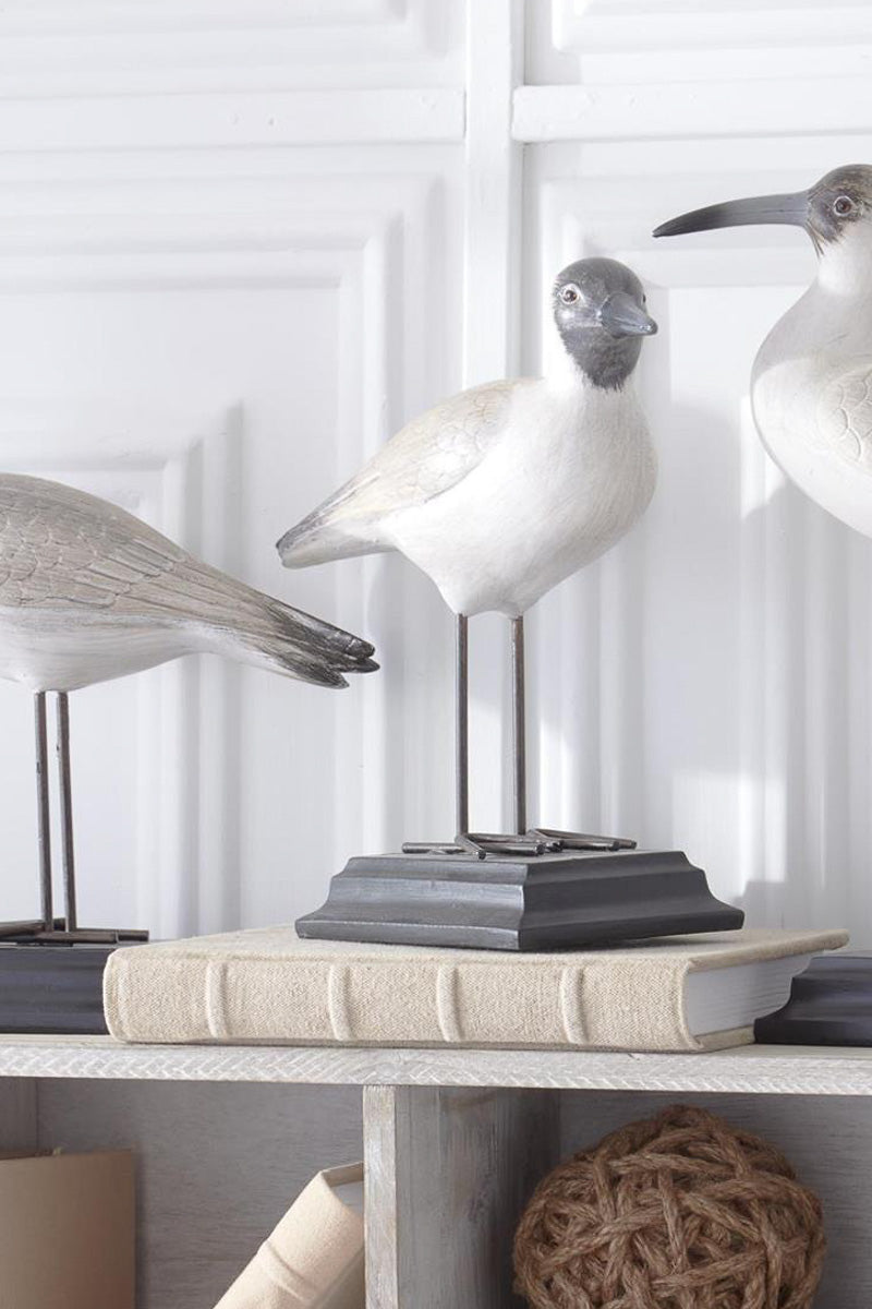 Seagull with Metal Legs on Black Base 9.25" Cream and Brown