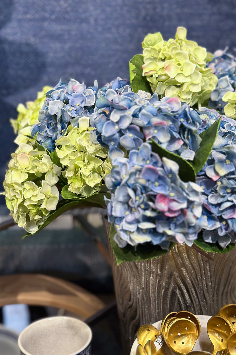 Faux Hydrangea Stem 18" Light Blue