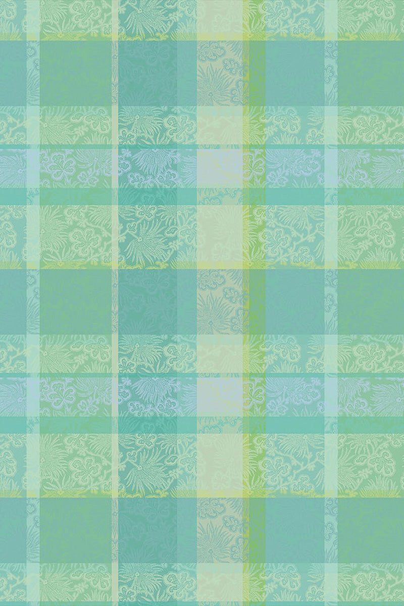 Garnier-Thiebaut Mille Venusta Aqua Tablecloth 69" x 98"