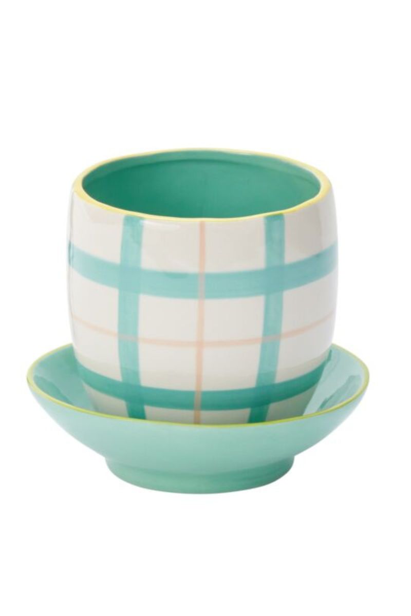 Bertie Pot with Saucer 6.5"x5.5" Blue
