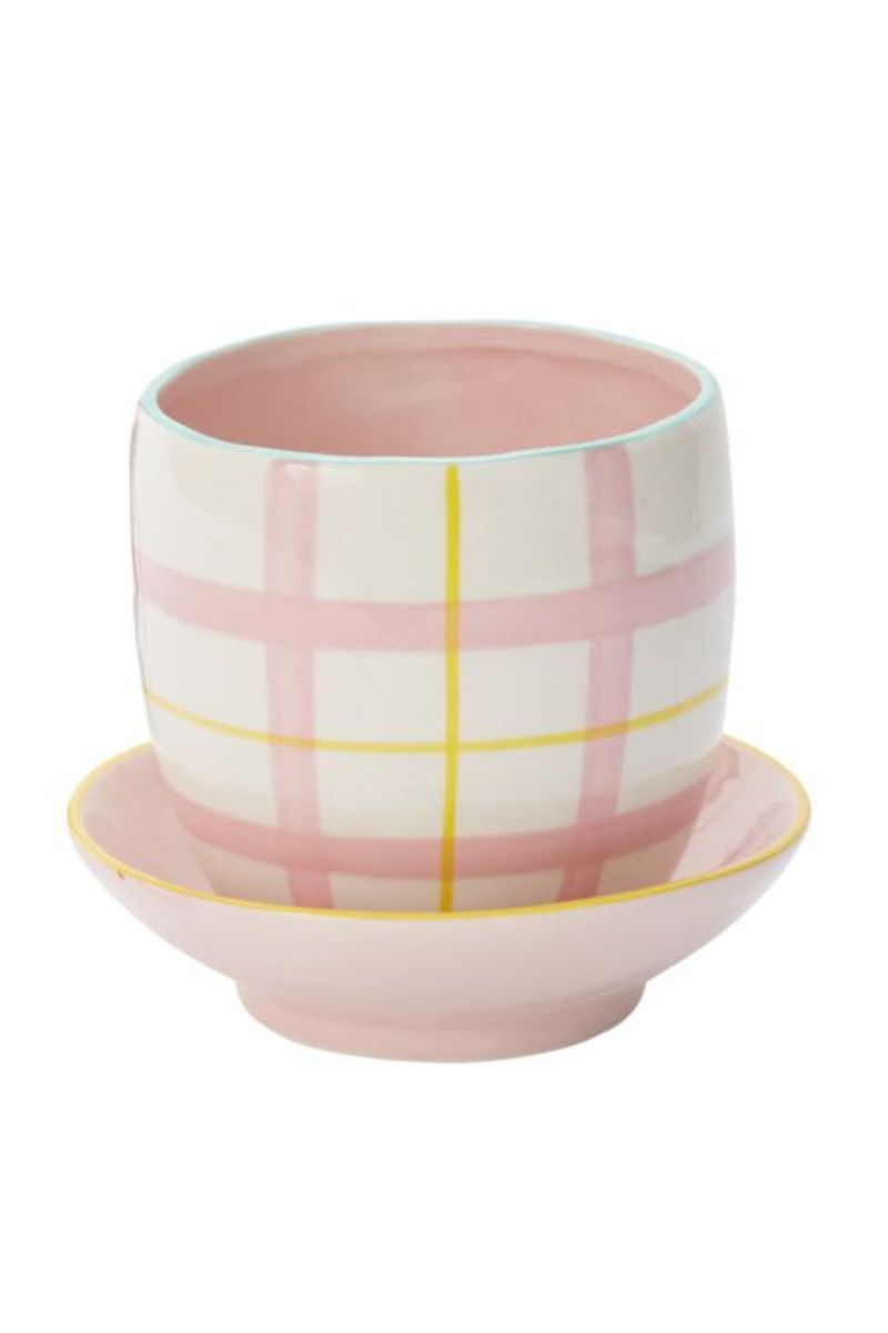 Bertie Pot with Saucer 6.5"x5.5" Pink