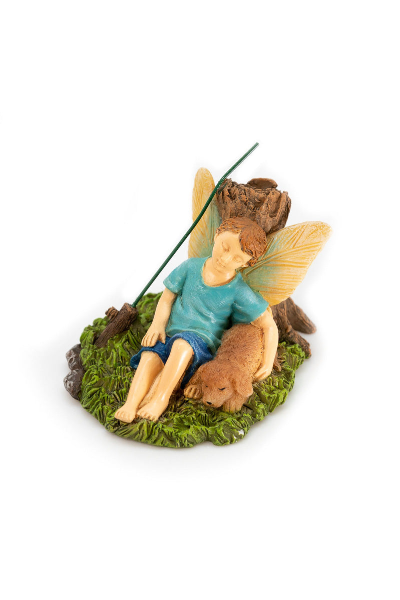 Fairy Garden Nap Time Boy Fairy with Dog