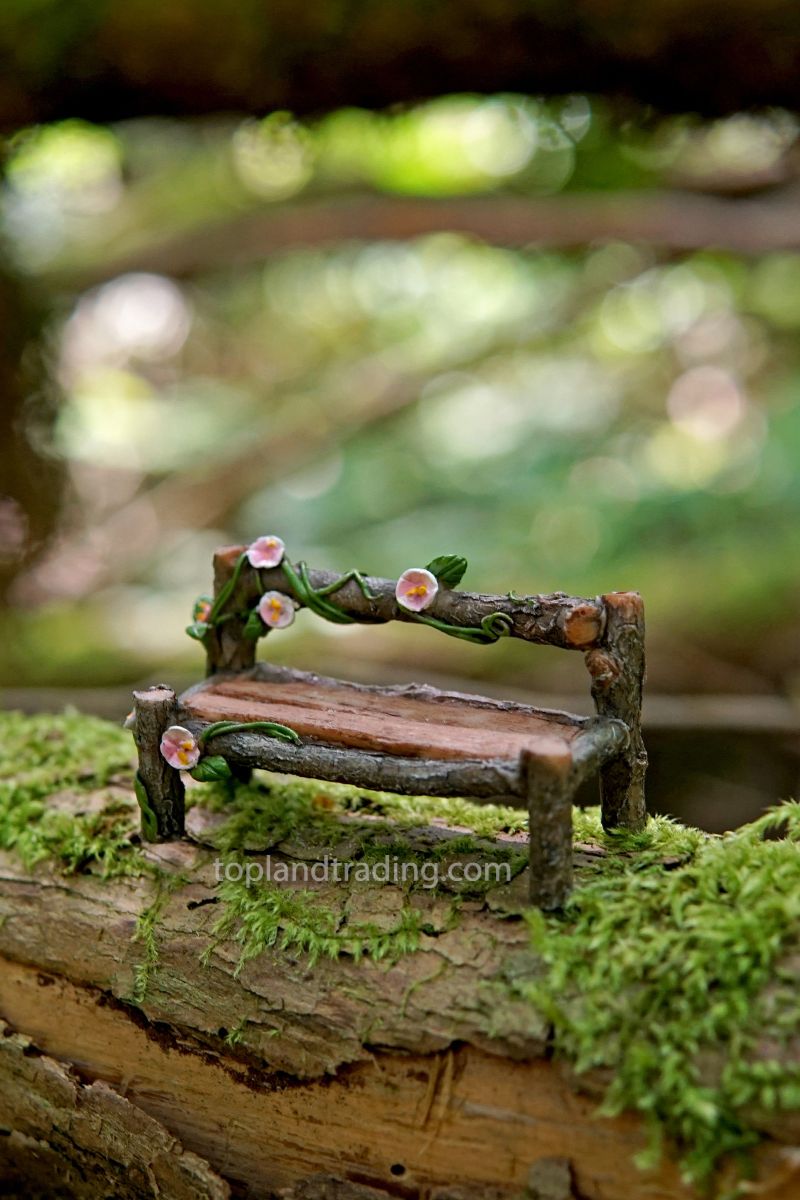 Miniature Garden Mini Wood Bench