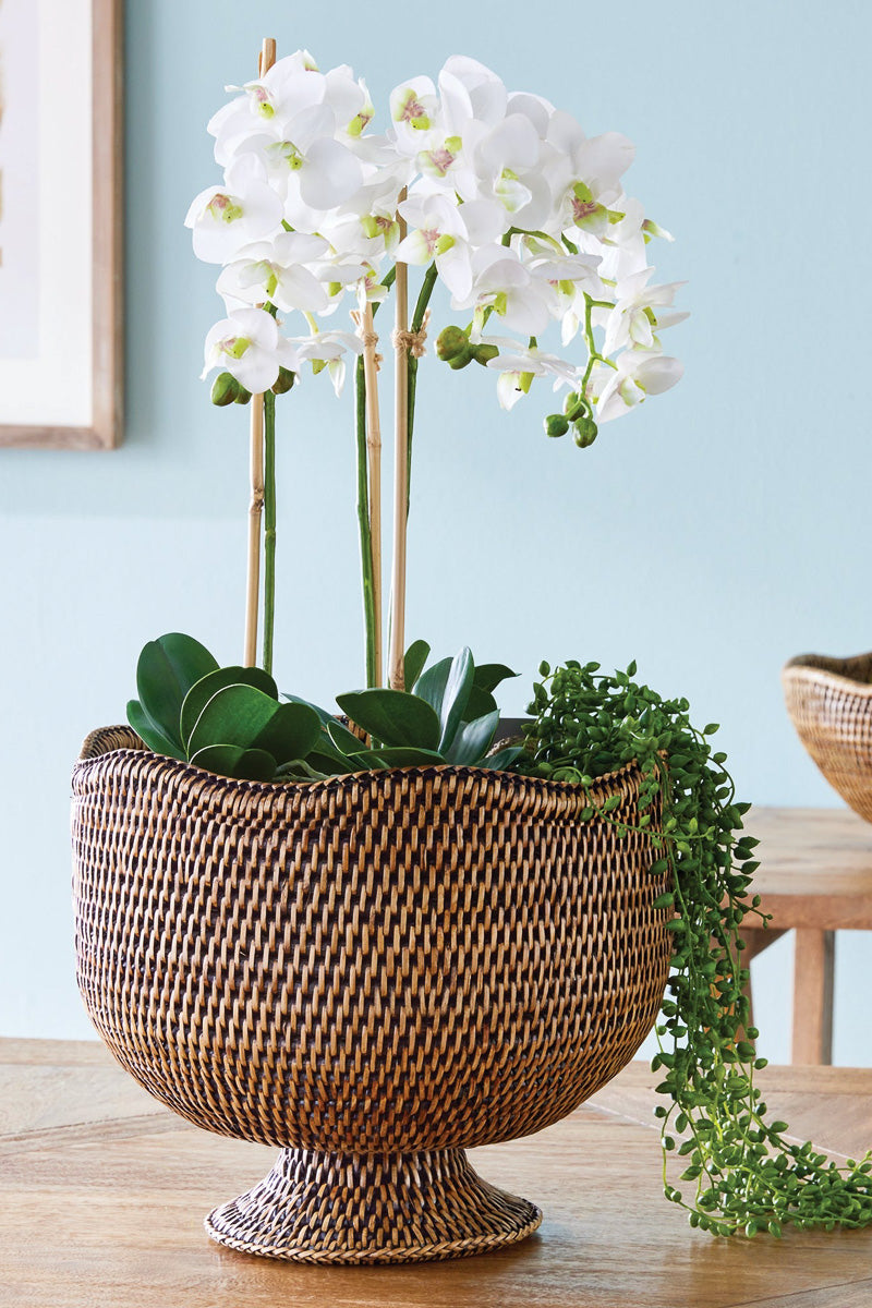 Burma Rattan Footed Cachepot