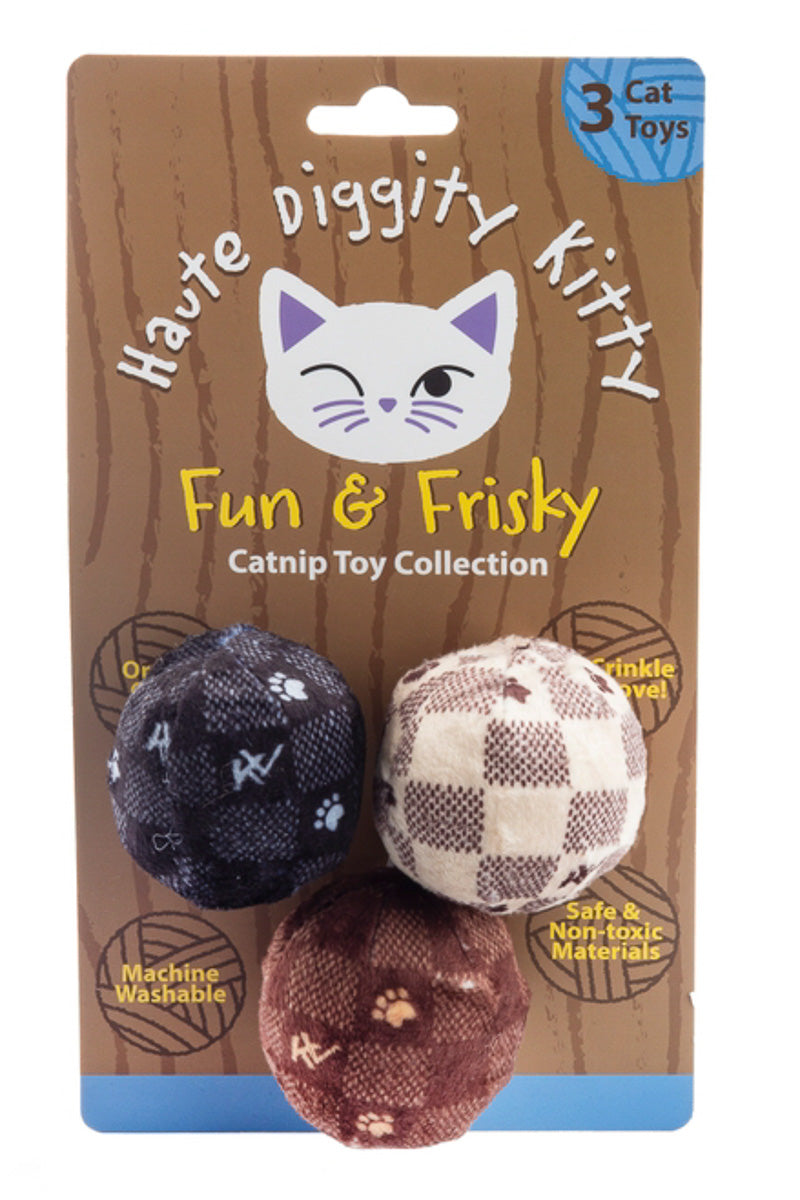 Chewy Vuiton Neutral Checker Balls Cat Toy