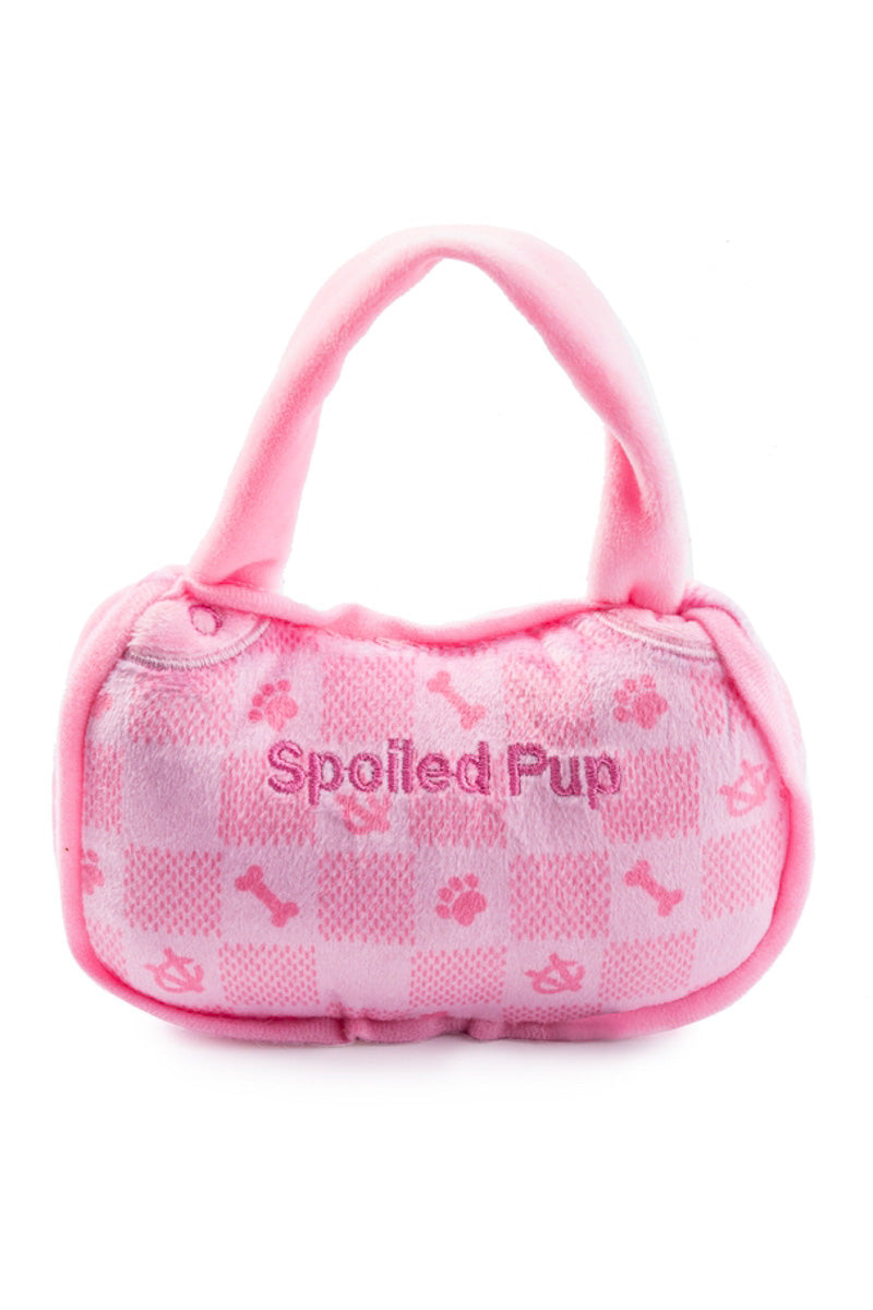 Pink Checker Chewy Vuiton Handbag Dog toy Small